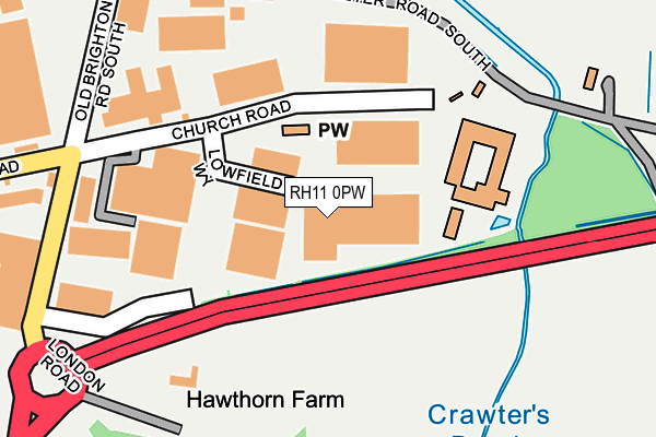 RH11 0PW map - OS OpenMap – Local (Ordnance Survey)