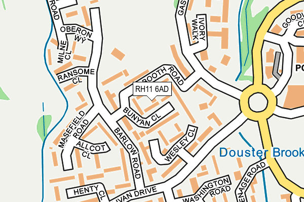 RH11 6AD map - OS OpenMap – Local (Ordnance Survey)