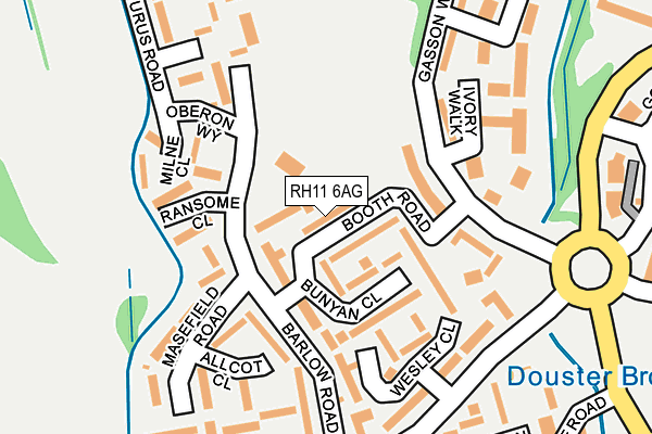 RH11 6AG map - OS OpenMap – Local (Ordnance Survey)
