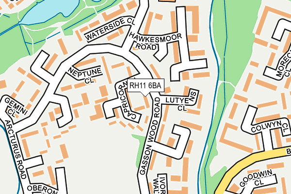 RH11 6BA map - OS OpenMap – Local (Ordnance Survey)