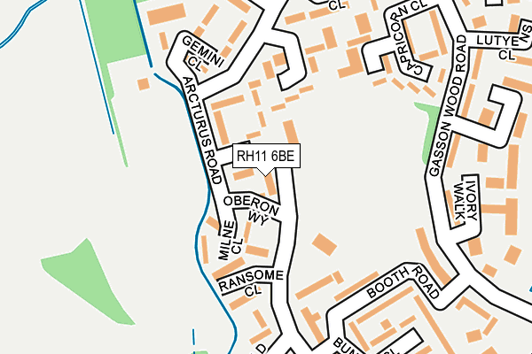 RH11 6BE map - OS OpenMap – Local (Ordnance Survey)