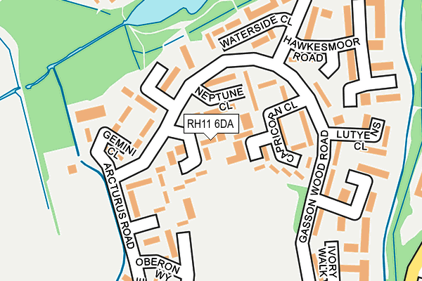 RH11 6DA map - OS OpenMap – Local (Ordnance Survey)