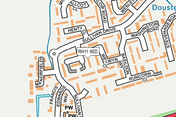 RH11 6ED map - OS OpenMap – Local (Ordnance Survey)