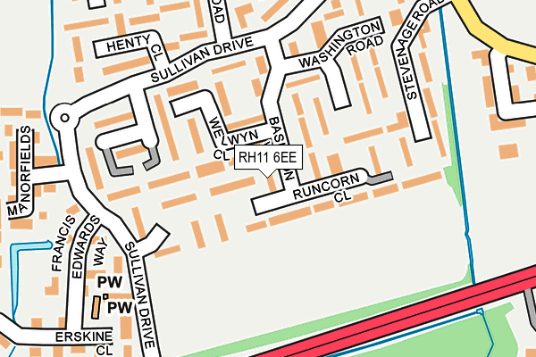 RH11 6EE map - OS OpenMap – Local (Ordnance Survey)