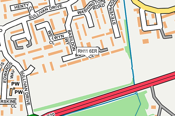 RH11 6ER map - OS OpenMap – Local (Ordnance Survey)