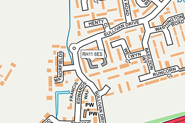 RH11 6ES map - OS OpenMap – Local (Ordnance Survey)