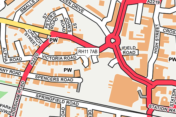 RH11 7AB map - OS OpenMap – Local (Ordnance Survey)