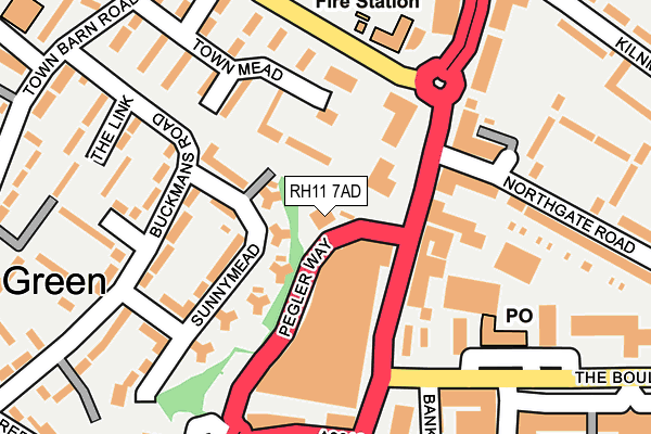 RH11 7AD map - OS OpenMap – Local (Ordnance Survey)