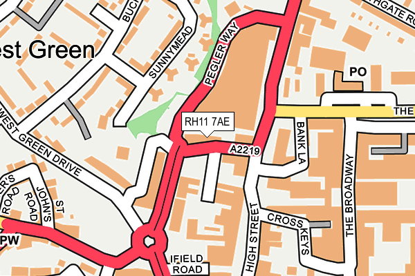 RH11 7AE map - OS OpenMap – Local (Ordnance Survey)