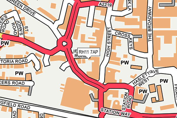 RH11 7AP map - OS OpenMap – Local (Ordnance Survey)