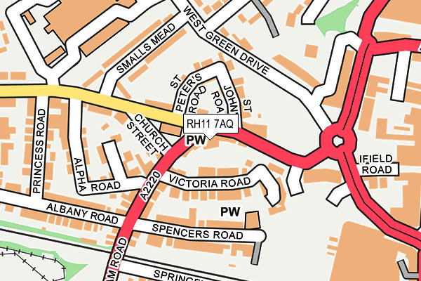 RH11 7AQ map - OS OpenMap – Local (Ordnance Survey)