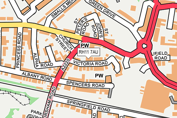RH11 7AU map - OS OpenMap – Local (Ordnance Survey)