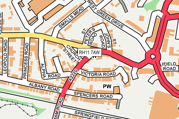 RH11 7AW map - OS OpenMap – Local (Ordnance Survey)
