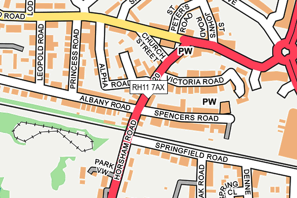 RH11 7AX map - OS OpenMap – Local (Ordnance Survey)