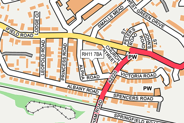 RH11 7BA map - OS OpenMap – Local (Ordnance Survey)