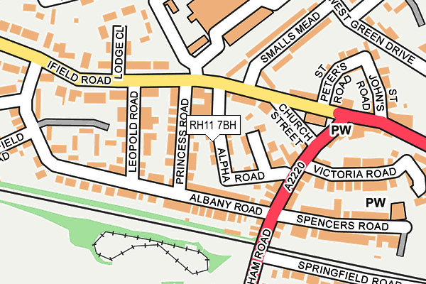 RH11 7BH map - OS OpenMap – Local (Ordnance Survey)