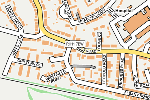 RH11 7BW map - OS OpenMap – Local (Ordnance Survey)