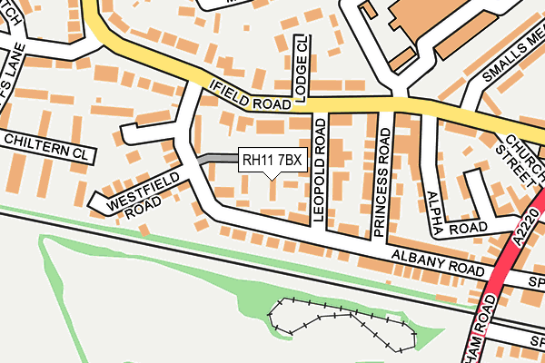 RH11 7BX map - OS OpenMap – Local (Ordnance Survey)