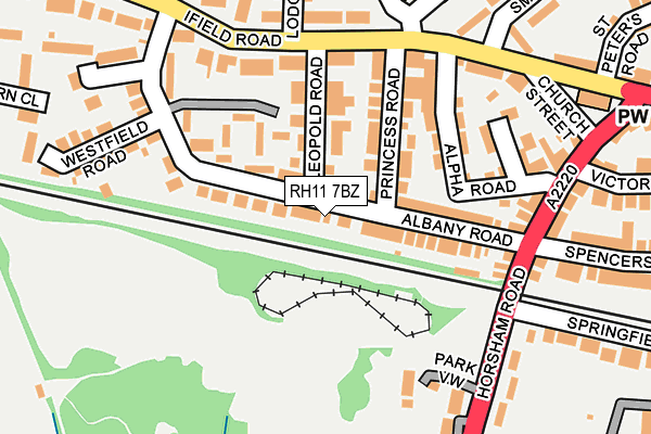 RH11 7BZ map - OS OpenMap – Local (Ordnance Survey)