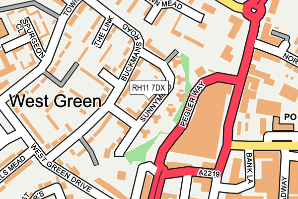 RH11 7DX map - OS OpenMap – Local (Ordnance Survey)