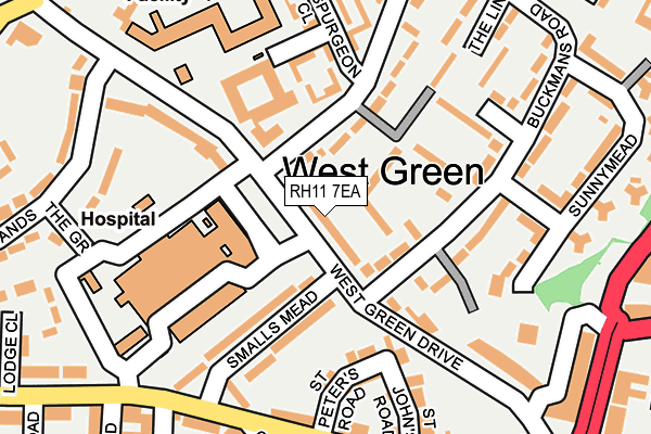 RH11 7EA map - OS OpenMap – Local (Ordnance Survey)