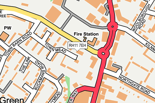 RH11 7EH map - OS OpenMap – Local (Ordnance Survey)