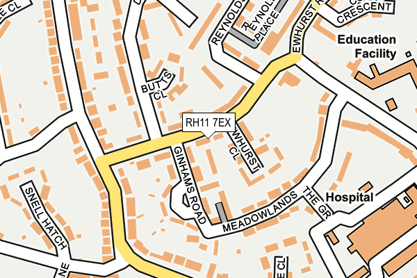 RH11 7EX map - OS OpenMap – Local (Ordnance Survey)