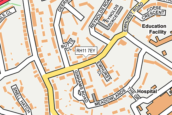 RH11 7EY map - OS OpenMap – Local (Ordnance Survey)