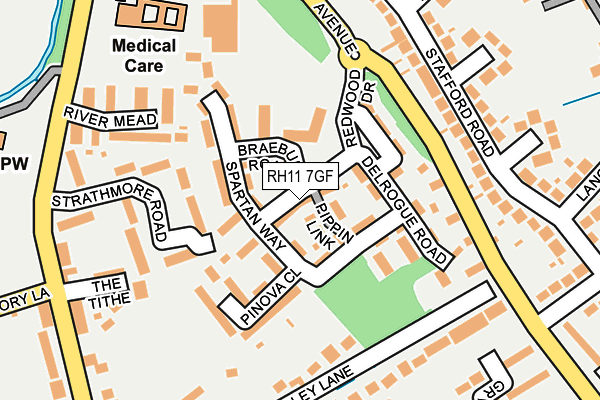 RH11 7GF map - OS OpenMap – Local (Ordnance Survey)