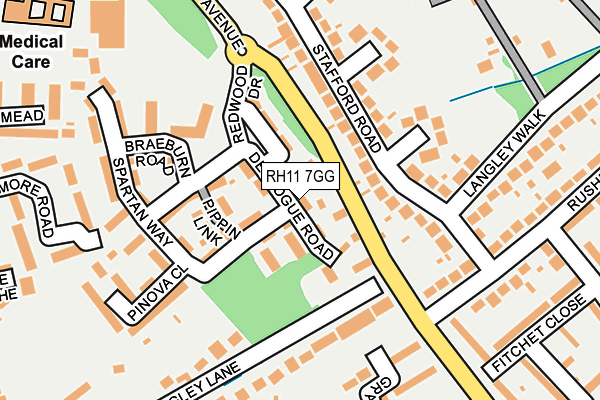 RH11 7GG map - OS OpenMap – Local (Ordnance Survey)