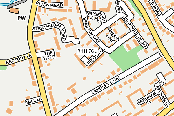 RH11 7GL map - OS OpenMap – Local (Ordnance Survey)