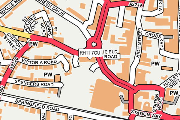 RH11 7GU map - OS OpenMap – Local (Ordnance Survey)