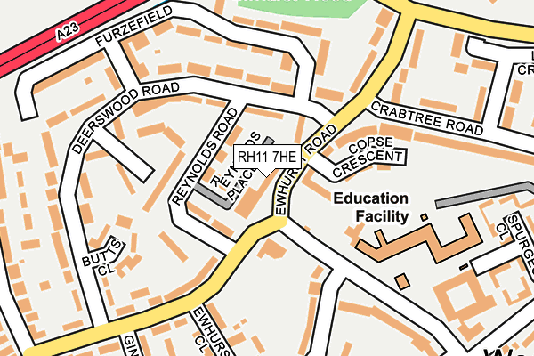 RH11 7HE map - OS OpenMap – Local (Ordnance Survey)