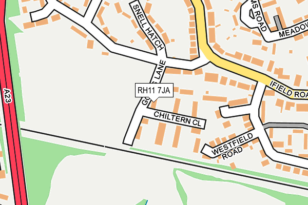 RH11 7JA map - OS OpenMap – Local (Ordnance Survey)