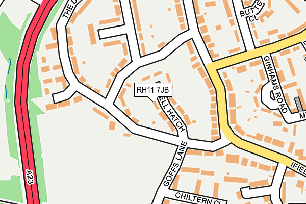 RH11 7JB map - OS OpenMap – Local (Ordnance Survey)