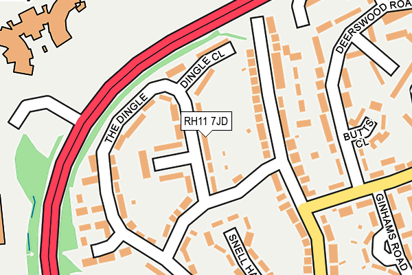 RH11 7JD map - OS OpenMap – Local (Ordnance Survey)