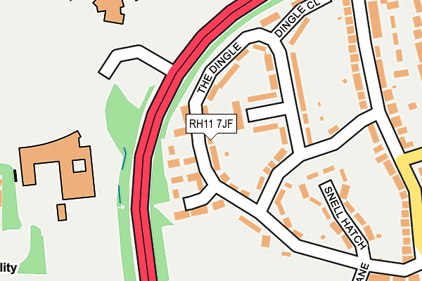 RH11 7JF map - OS OpenMap – Local (Ordnance Survey)