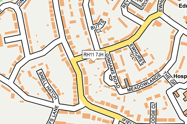 RH11 7JH map - OS OpenMap – Local (Ordnance Survey)