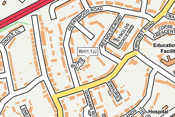 RH11 7JJ map - OS OpenMap – Local (Ordnance Survey)