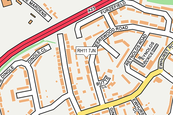 RH11 7JN map - OS OpenMap – Local (Ordnance Survey)