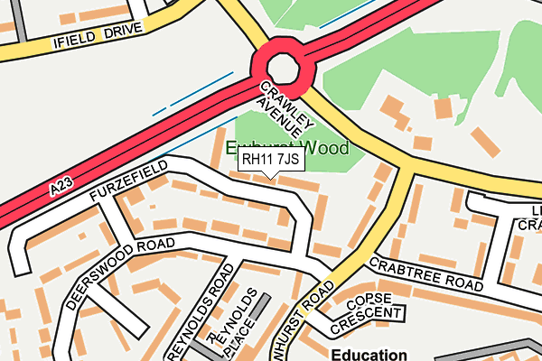 RH11 7JS map - OS OpenMap – Local (Ordnance Survey)