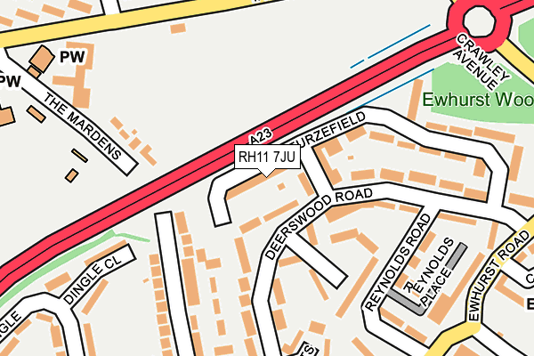 RH11 7JU map - OS OpenMap – Local (Ordnance Survey)