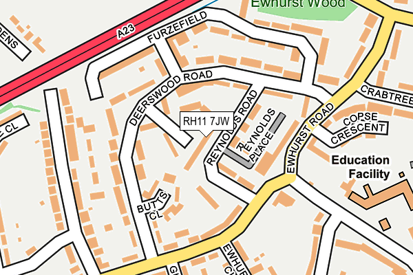 RH11 7JW map - OS OpenMap – Local (Ordnance Survey)