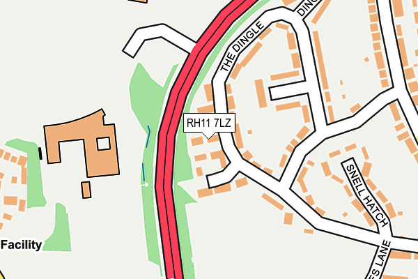 RH11 7LZ map - OS OpenMap – Local (Ordnance Survey)