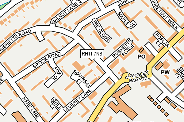 RH11 7NB map - OS OpenMap – Local (Ordnance Survey)