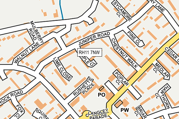 RH11 7NW map - OS OpenMap – Local (Ordnance Survey)