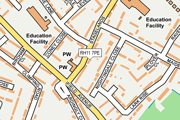 RH11 7PE map - OS OpenMap – Local (Ordnance Survey)