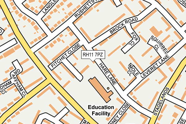 RH11 7PZ map - OS OpenMap – Local (Ordnance Survey)