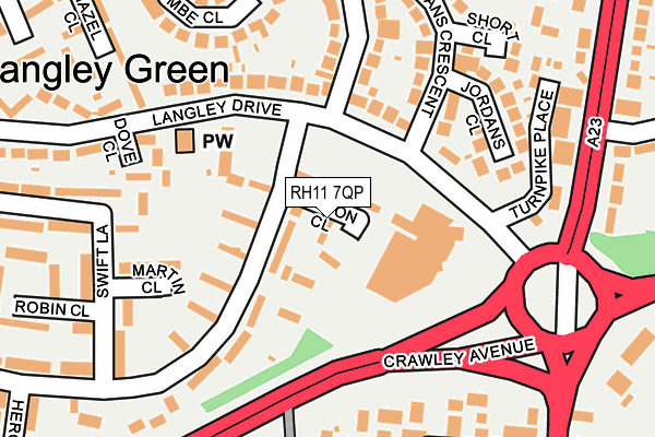 RH11 7QP map - OS OpenMap – Local (Ordnance Survey)