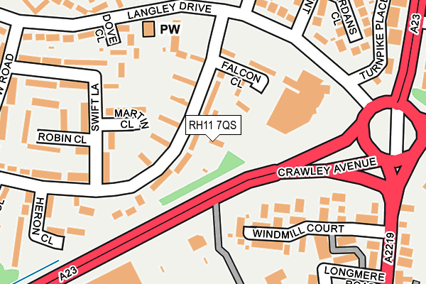 RH11 7QS map - OS OpenMap – Local (Ordnance Survey)